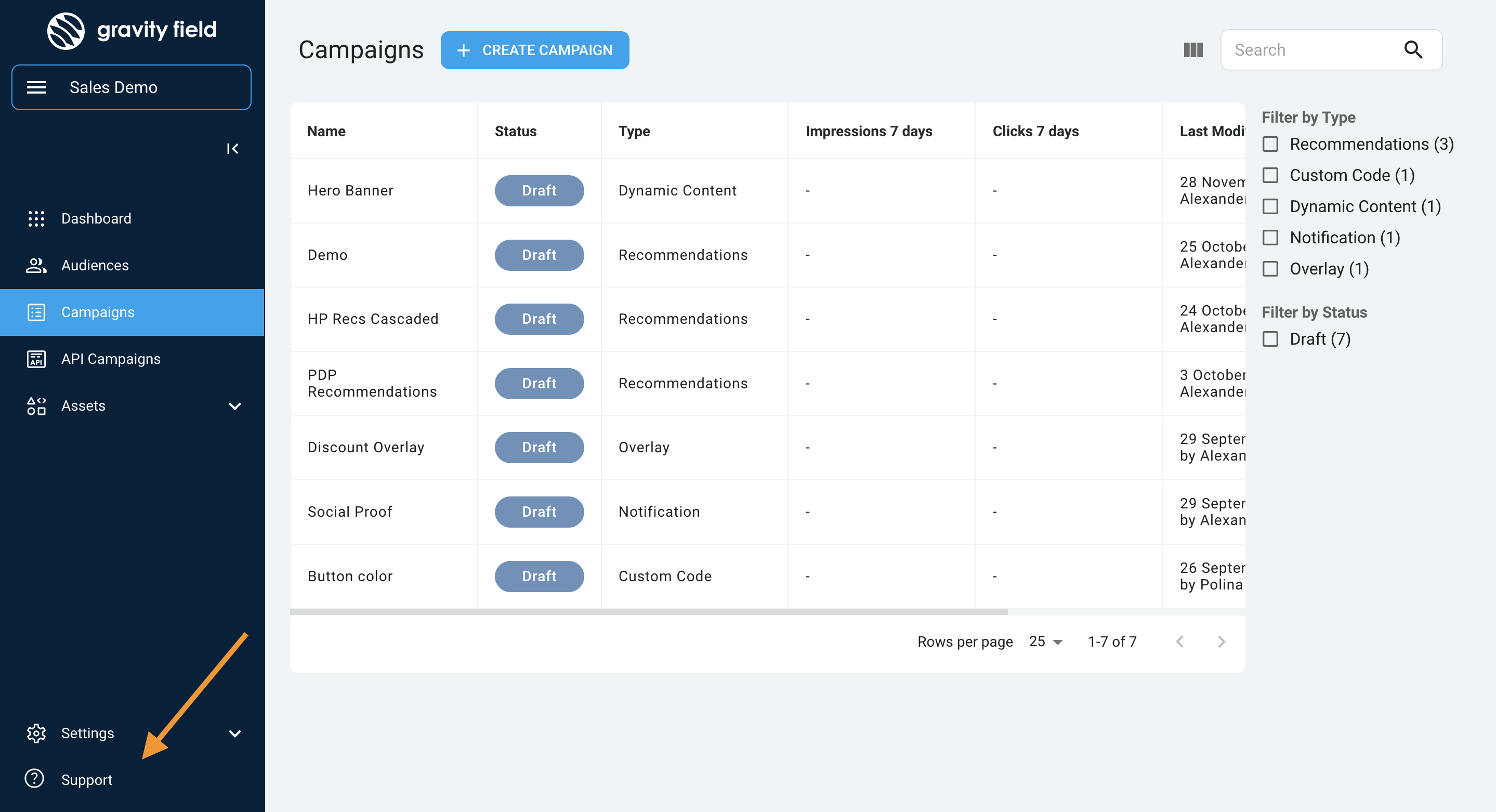 Кнопка поддержки